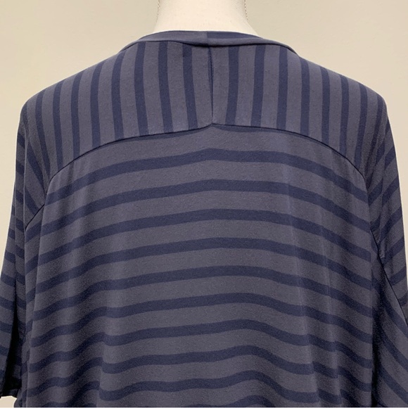 Nau Repose Striped Blouson Dress Size Medium Blue Micromodal Jersey Short Sleeve - Picture 5 of 7
